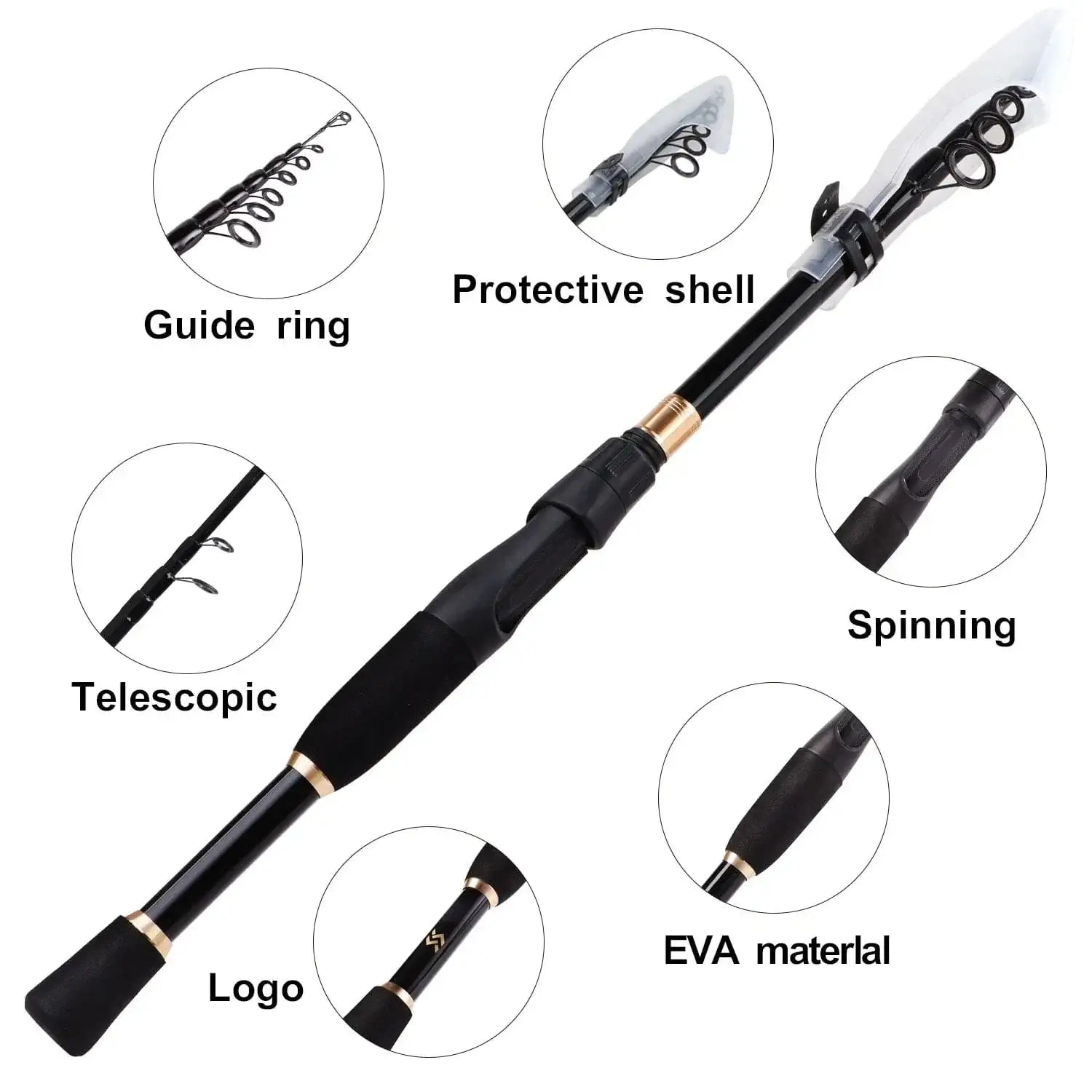 China Reels China Sougayilang 1.8-2.4m Telescopic Fishing Rods Ultralight Weight Spinning Casting Carbon Pole Fishing Accessories Caña De Pescar