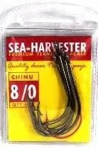Chinu Hook 8/0 Pkt 4 packaging featuring high carbon forged wire hooks for fishing.