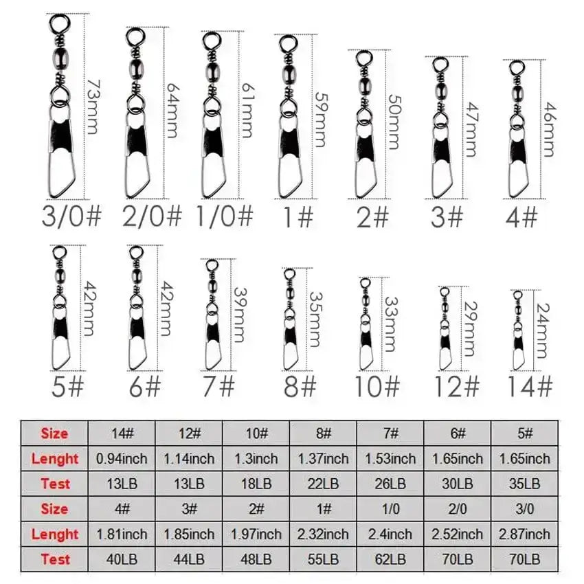 Decoro HOOKS Bulk Barrel Swivel Black 1/0 + Interlock Snap 100pk