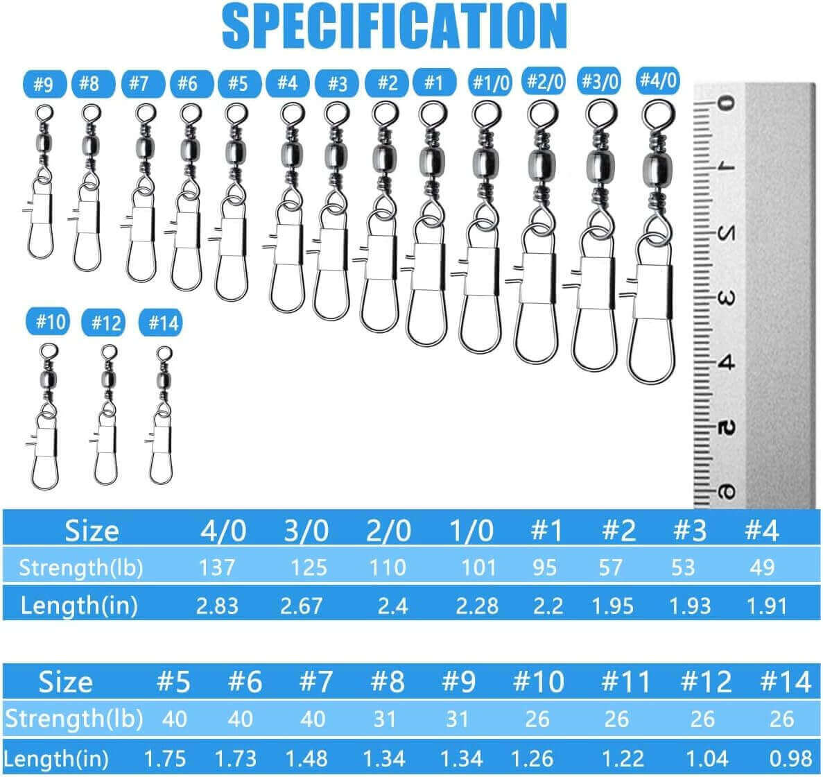 Decoro HOOKS Bulk Barrel Swivel Black 5/0 + Interlock Snap 100pk