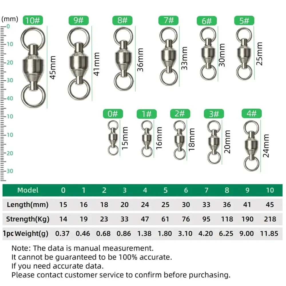 DNDYUJU 10 To 20pcs Stainless Steel Bearing Fishing Swivels Barrel Rolling Swivels Connector Fishing Accessories Tools Tackle - Action Outdoors Kiwi