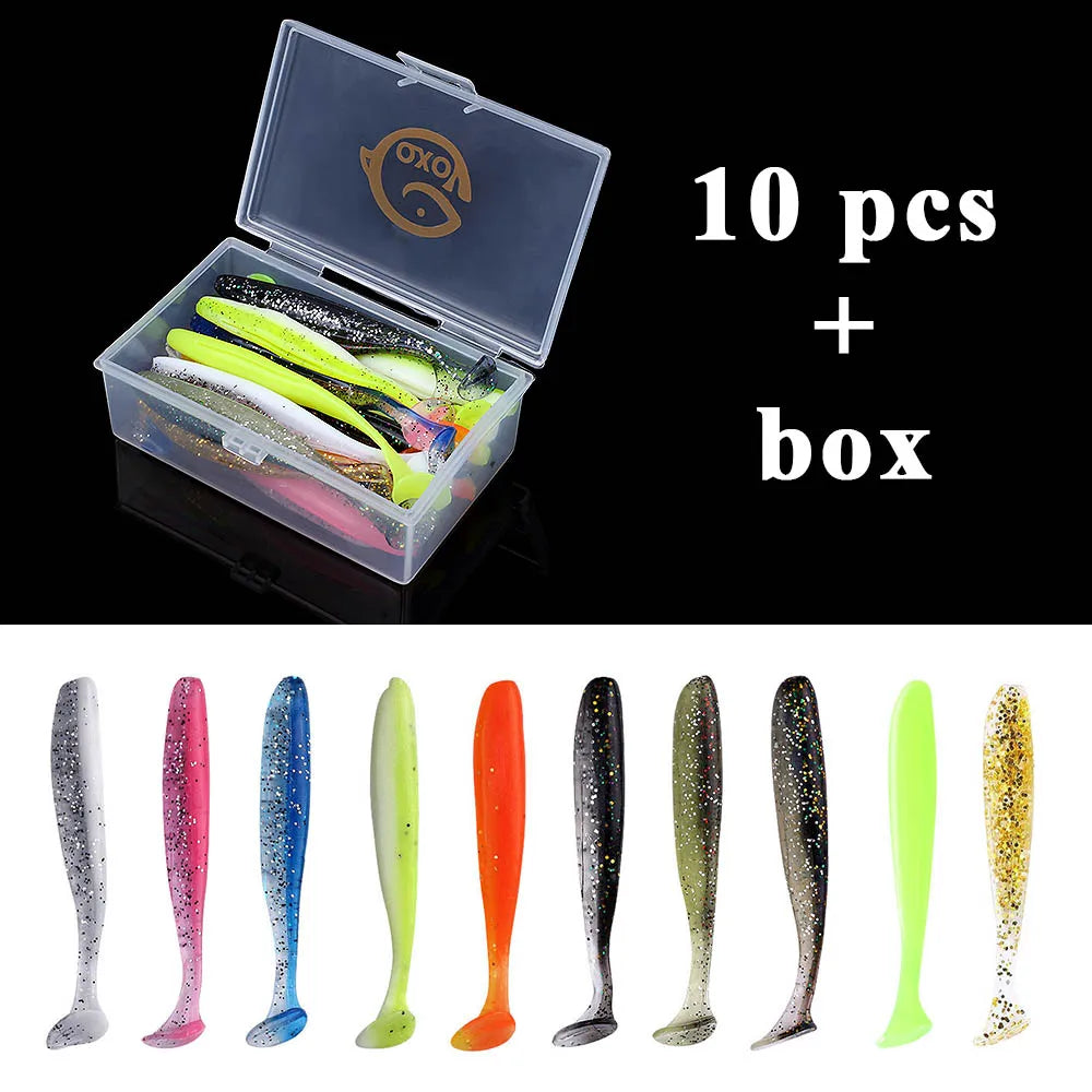 QXO Fishing Soft Lure Worm With Box Silicone Bait Accessories Swimbait Streamer Sea Fishing Spoon Lure 7cm 10cm Wobbler Set - Action Outdoors Kiwi
