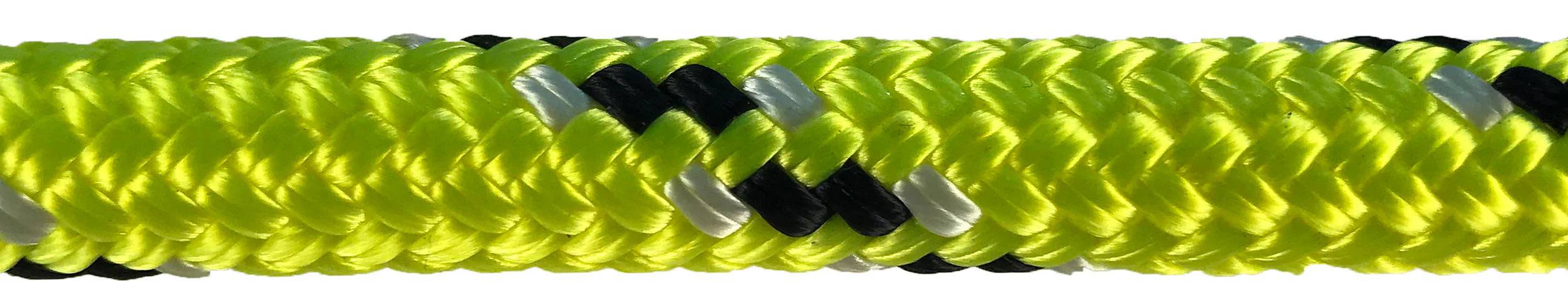 Advantage 2mm 3mm 4mm 5mm 6mm premium Dyneema® double braid performance rope in vibrant yellow and black.