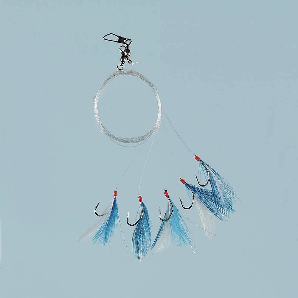 Fladen Hook Deep Sea Rig Mackerel Feather 5 x size 8 Hook