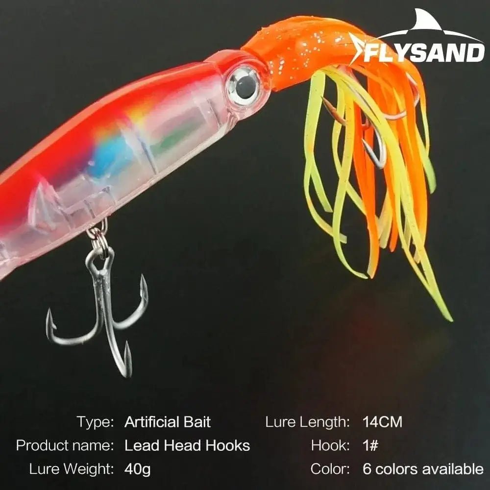 China China FLYSAND Large Simulation Squid Hard Fishing Lures Baits Lifelike Swimbait Octopus Bait With 2 Treble Hooks Fishing Accessory