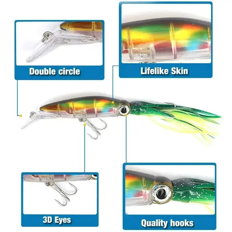 China China FLYSAND Large Simulation Squid Hard Fishing Lures Baits Lifelike Swimbait Octopus Bait With 2 Treble Hooks Fishing Accessory
