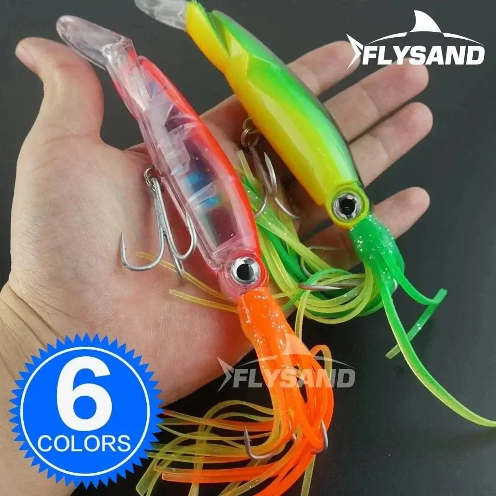 China China FLYSAND Large Simulation Squid Hard Fishing Lures Baits Lifelike Swimbait Octopus Bait With 2 Treble Hooks Fishing Accessory