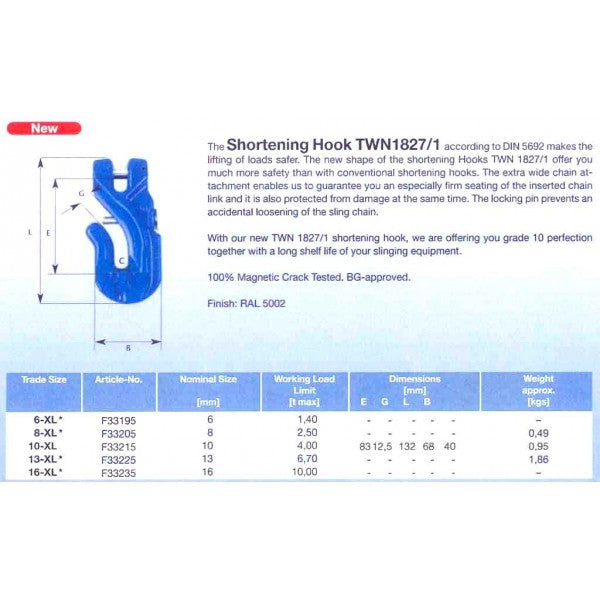 Grab Hook G100 - Thiele XL Clevis 10mm 4T - Action Outdoors Kiwi