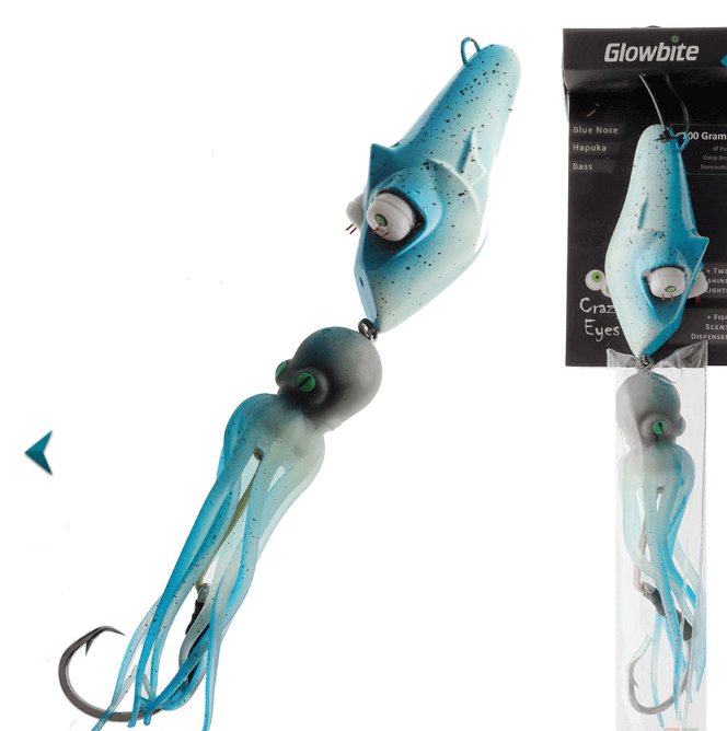 Glow Bite Deep Drop Flashing Kabura Jig Glowbite Crazy Eyes Deep Drop Flashing Kabura Jig 700g Blue