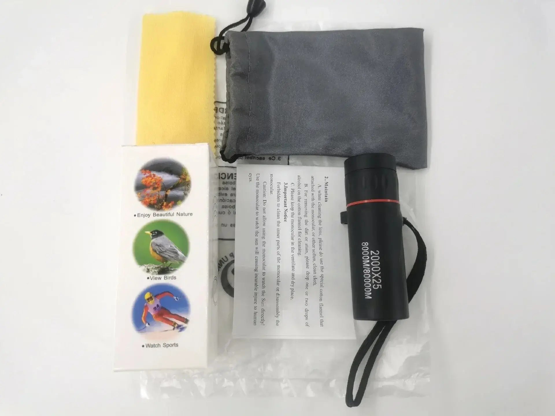 China China 2000x25 with clip High list binoculars Portable high list binoculars are suitable for outdoor camping, hunting, traveling and durable ABS material