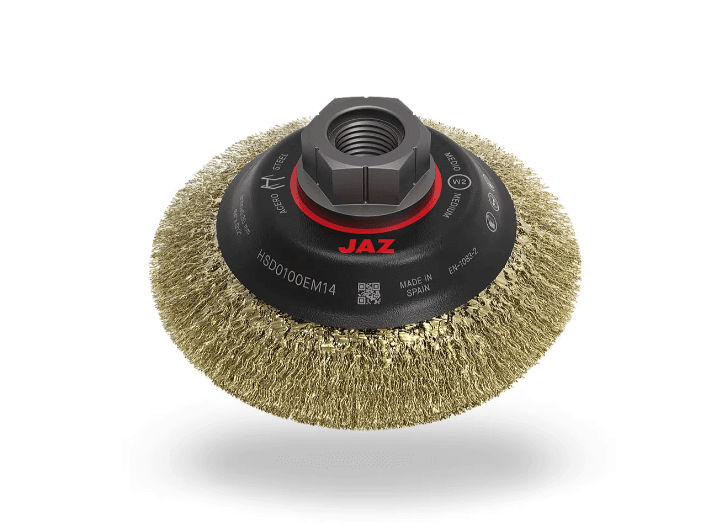 Jaz Brush Jaz Bevelled Brush High Speed 100mm x 24mm x 0.3mm - M14 x 2 - Stainless Steel (BRUH-0100S)