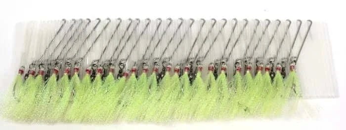 Longline Traces 25 Hooks 18R Chartruese Tubed - pre-made fishing traces with hooks, 54.5 cm length.