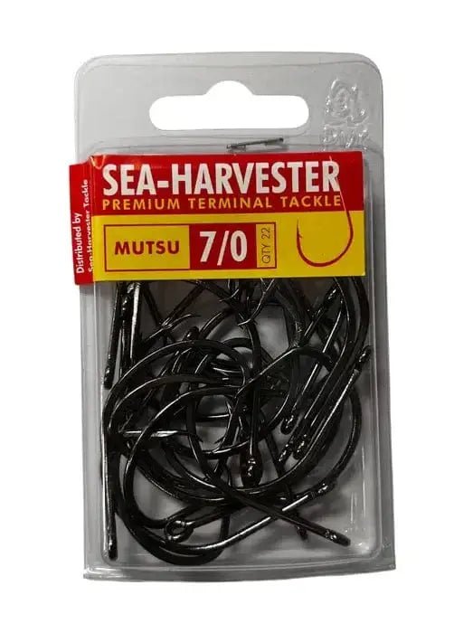 Mutsu Hook 7/0 Bulk 22 in packaging, strong self-setting hooks for fishing with live or dead baits.