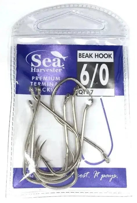 Nickle Beak Hook 6/0 Pkt 7 packaging showing premium terminal tackle for fishing.