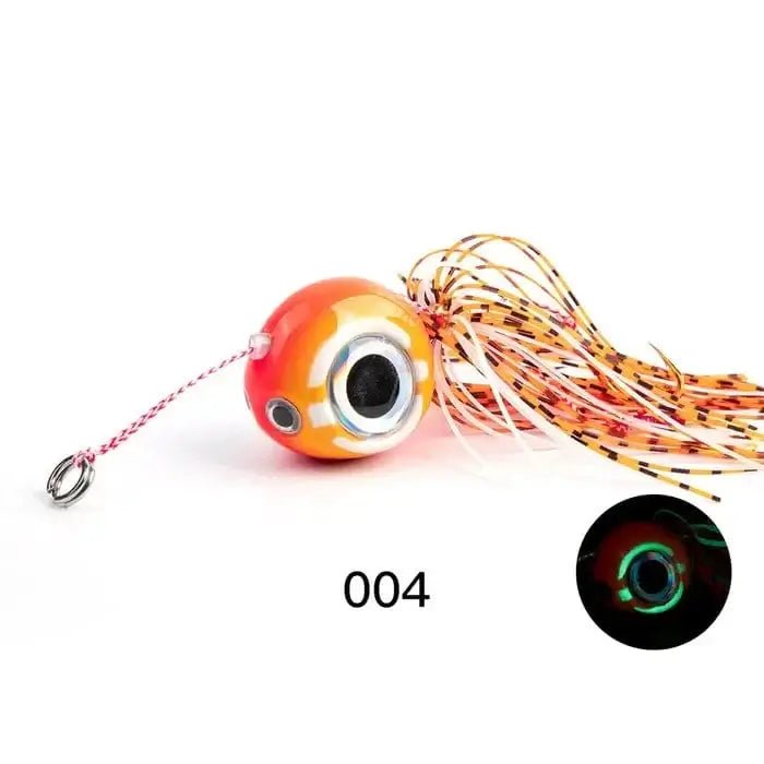 Noeby Kabura Glow Orange White 40 Gram #14 Hooks with vibrant colors and flexible skirt for effective fishing.