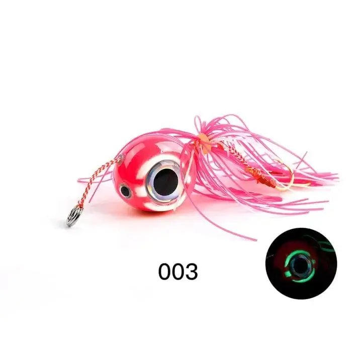 Noeby Kabura Glow Pink White 60 Gram #14 Hooks displaying vibrant pink and white design for effective fishing.