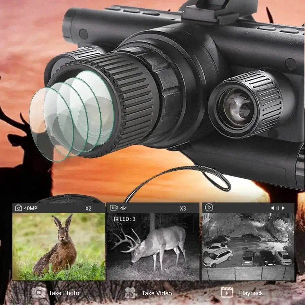 China China OHB-R5 OHB-R5 Digital Binoculars 1080P HD Night Vision 600M Long Range Hunting with IR & Tacticle Flashlight Head Mounted Video