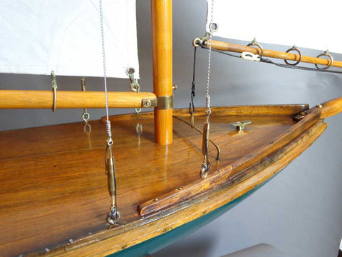 Wooden sailboat model detail