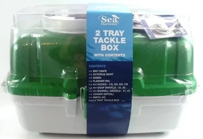 Tackle Box With Mixed Tackle 2 Tray featuring tackle essentials for fishing, including bait knife and hooks.