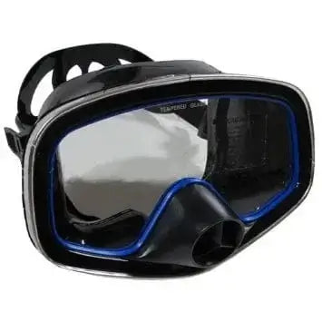 Dive Mask M103 Pacifica (Black Silicon) with shatterproof tempered glass lens and one-way purge valve.