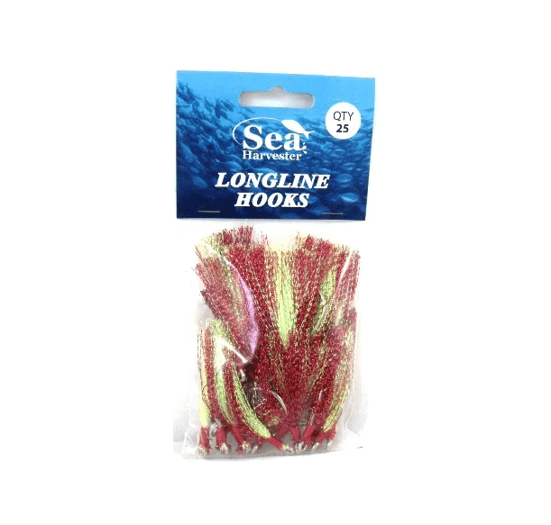 Sea- Harvester HOOKS Longline Flies 25 Chart/Red 18R