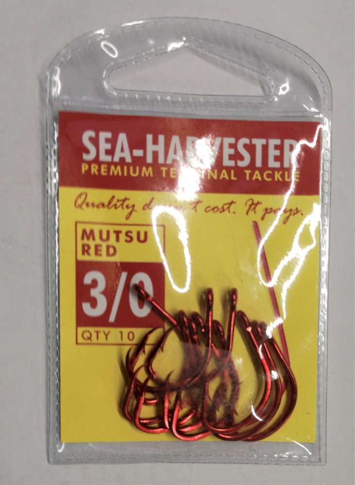 Sea- Harvester Mutsu Fishing Hooks Sea Harvester Mutsu red hook 3/0 pkt 10
