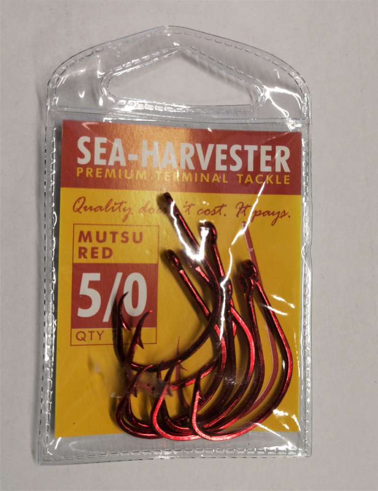 Sea- Harvester Mutsu Fishing Hooks Sea Harvester Mutsu red hook 5/0 pkt 7