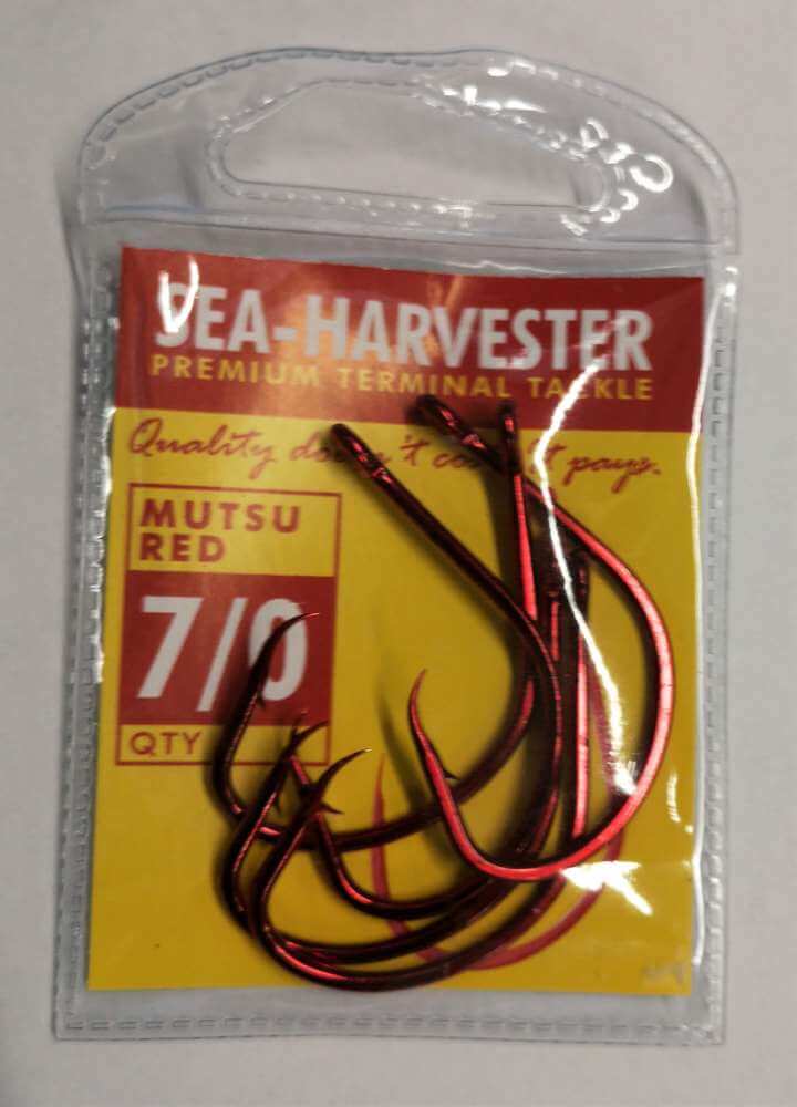 Sea- Harvester Mutsu Fishing Hooks Sea Harvester Mutsu red hook 7/0 pkt 5