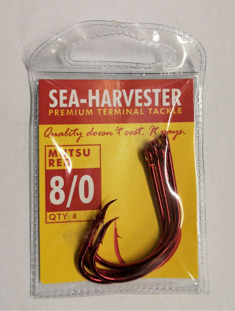 Sea- Harvester Mutsu Fishing Hooks Sea Harvester Mutsu red hook 8/0 pkt 4
