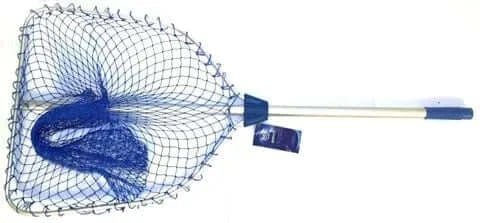 Boat Landing Net 023 (Ring 42mm Handle 100mm) with telescoping alloy handle and blue mesh netting.