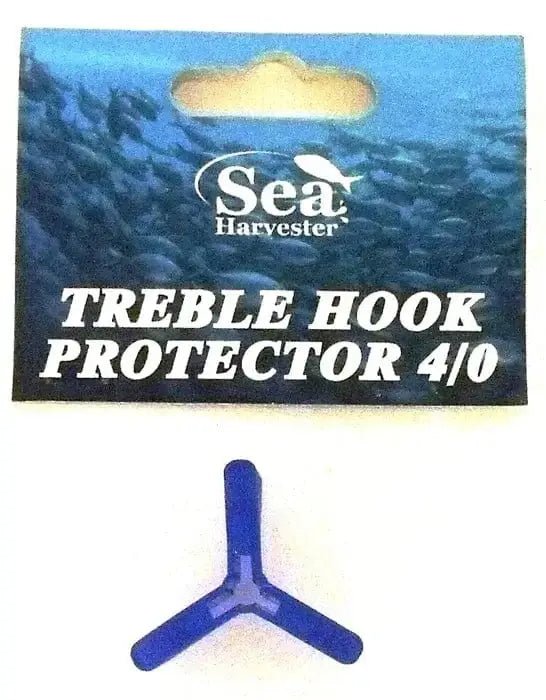Treble Hook Protector 4/0 10 Per Pack from Sea Harvester with blue plastic design for fishing safety.