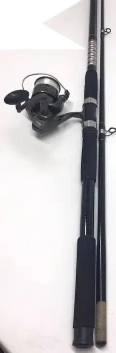 Sea Harvester Combo 12' Surf Rod/8000 Reel 3 Pce spooled 30lb mono displayed on a white surface.