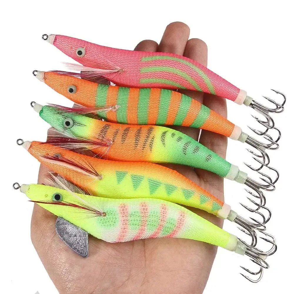 China China Squid Jig Cuttlefish Octopus Lure Sinker Squid Jigging Luminous Lures Shrimp Baits Artificial Squid Strong Hooks EGI