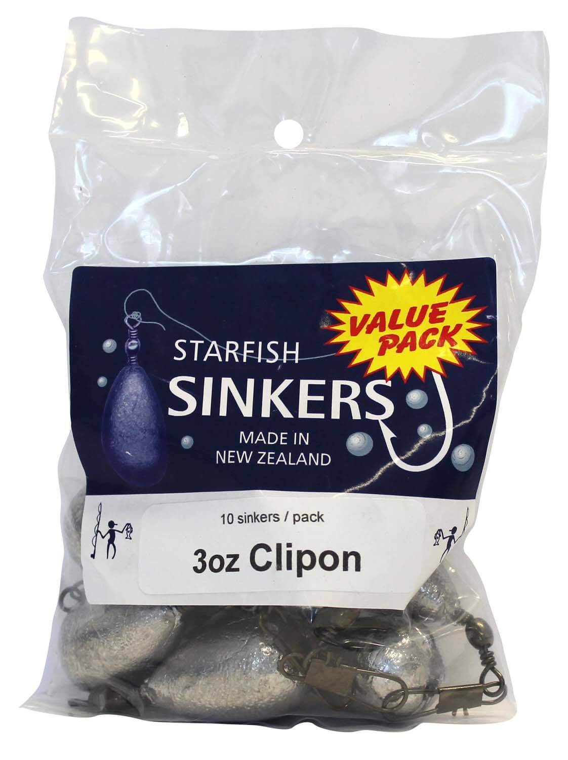 starfish Snap On Sinkers Starfish Clipon Sinker Value Pack 3oz (10 per pack)