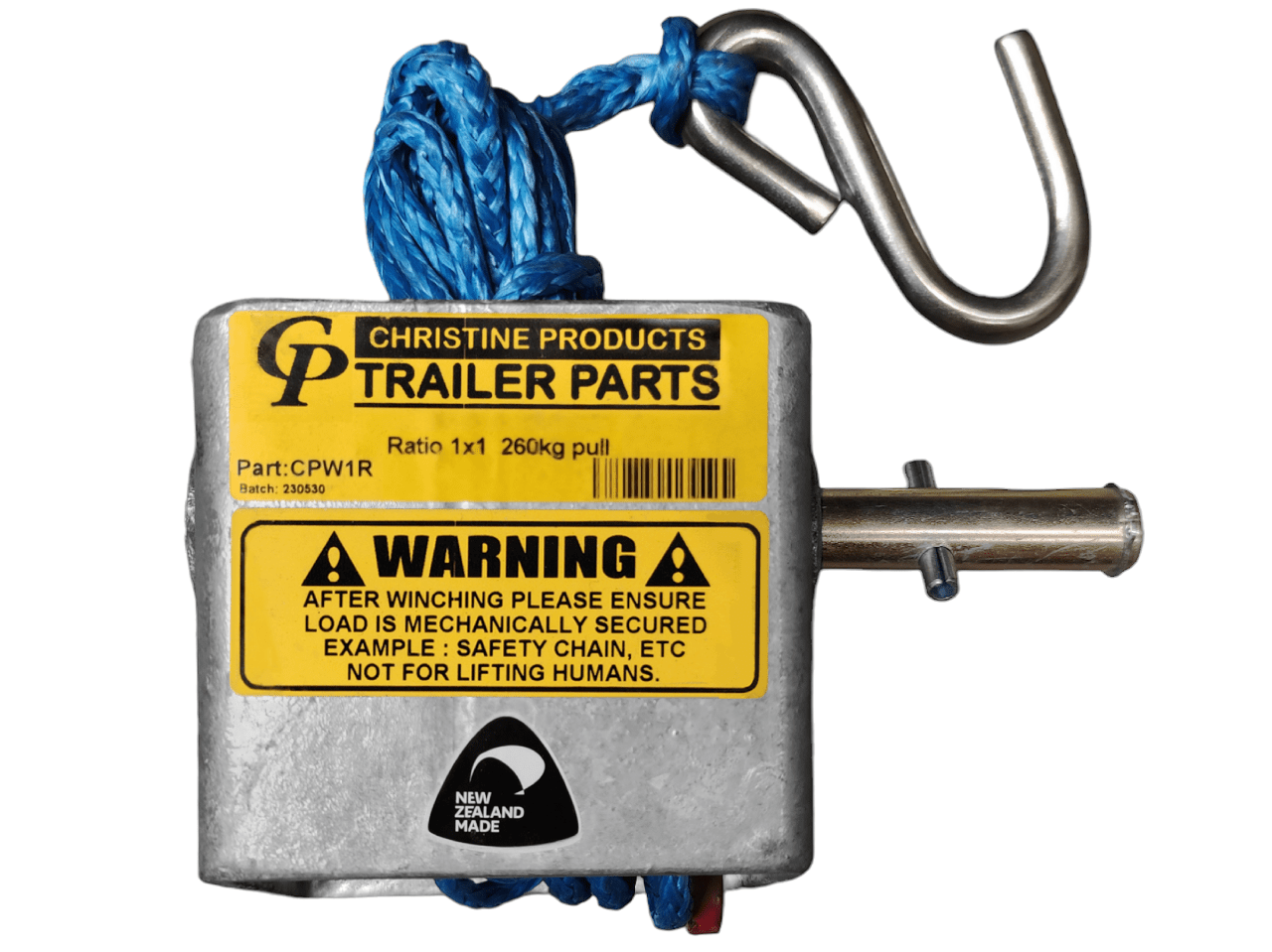 Trojan Manual Trailer Winch Cp Winch 1:1 260 Kg - 1 Handle & Rope
