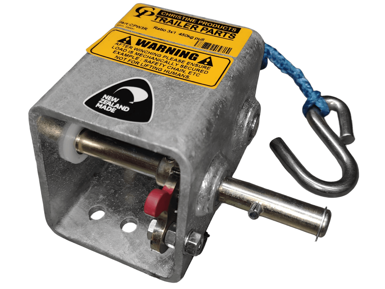 Trojan Manual Trailer Winch Cp Winch 3:1 450 Kg - 1 Handle & Rope