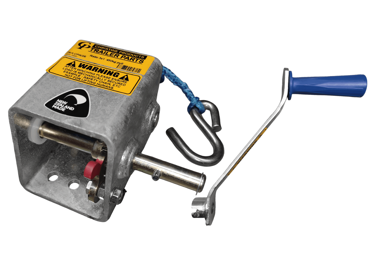 Trojan Manual Trailer Winch Cp Winch 3:1 450 Kg - 1 Handle & Rope