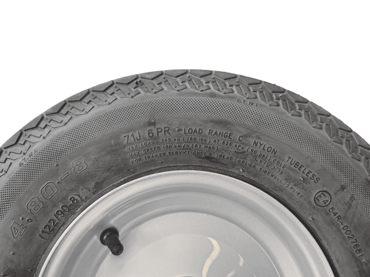 Trojan Rims and Tyres 8” Wheel and Tyre assembled Centre: 1” bearings T522023