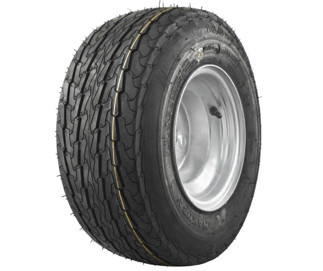 Trojan Rims and Tyres 8” Wheel and Tyre assembled Centre: 4 x 4”, Tyre: 16 x 650 x 8” pneumatic tyre , Galvanised Rim