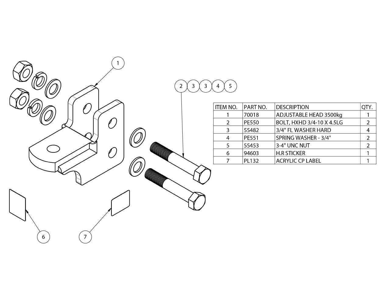 Trojan Tow Ball Mounts Adjustable Tongue  3500KG