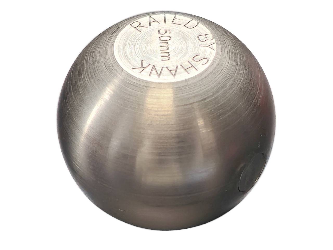 Convert-a-ball 50mm ball Carbon Steel O2T6 showing the rated 50mm engraving on the surface