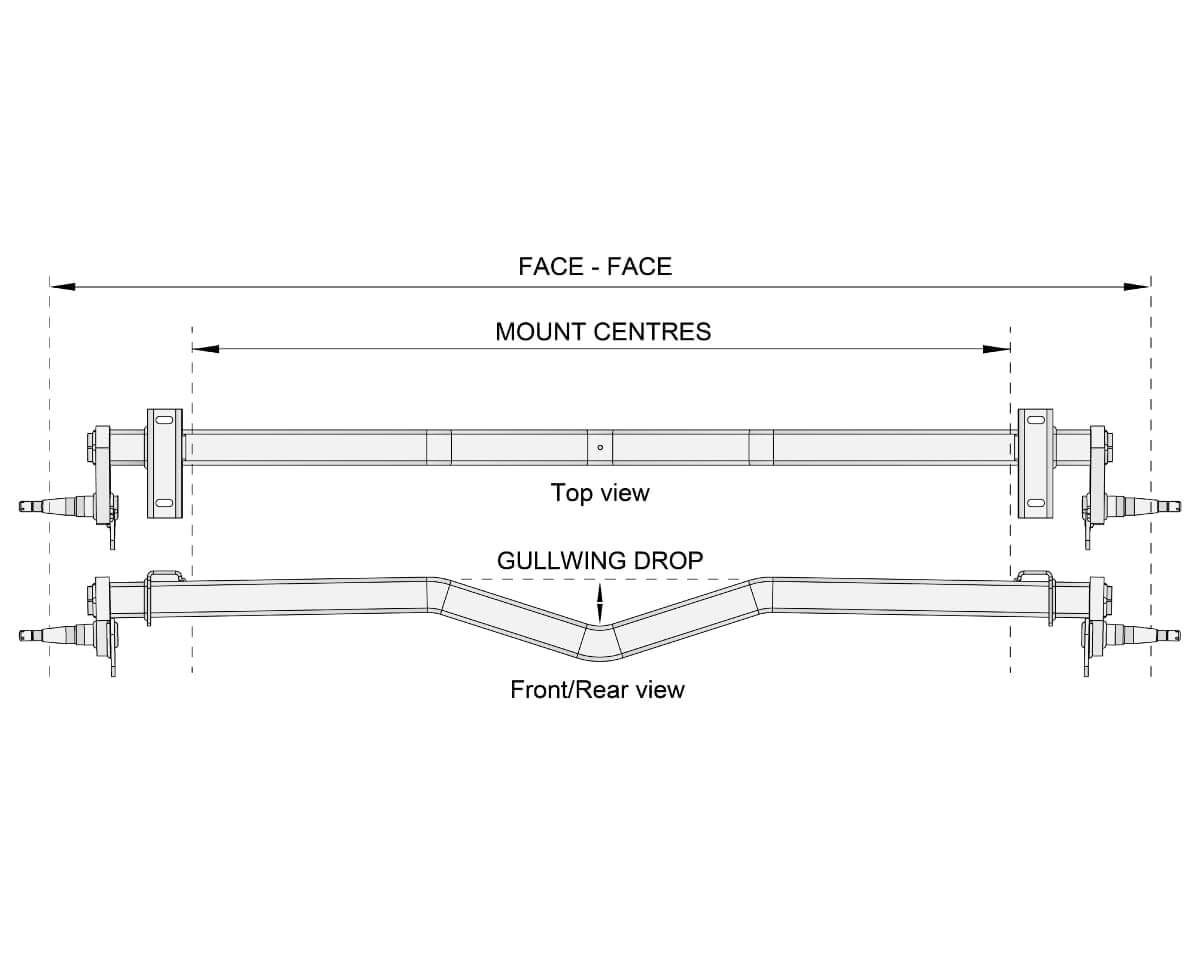 Trojan Trojan Duratorque Axles Full Beam Duratorque, 1000-1500kg, Gull Wing