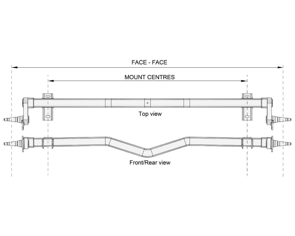 Trojan Trojan Duratorque Axles Full Beam Duratorque, 1750kg, Gull Wing, Low-Rider