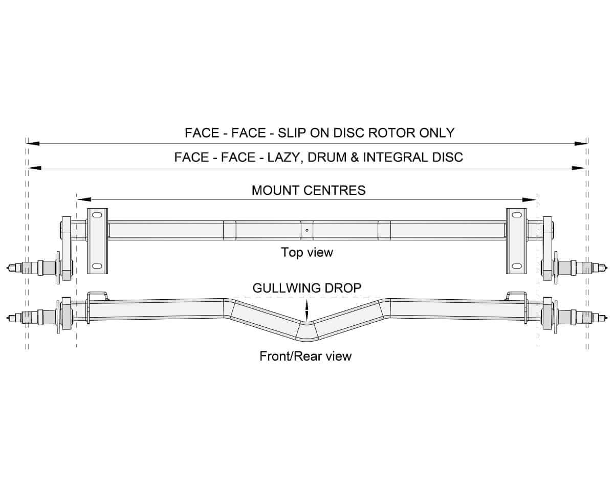 Trojan Trojan Duratorque Axles Full Beam Duratorque, 3000kg, Gull Wing