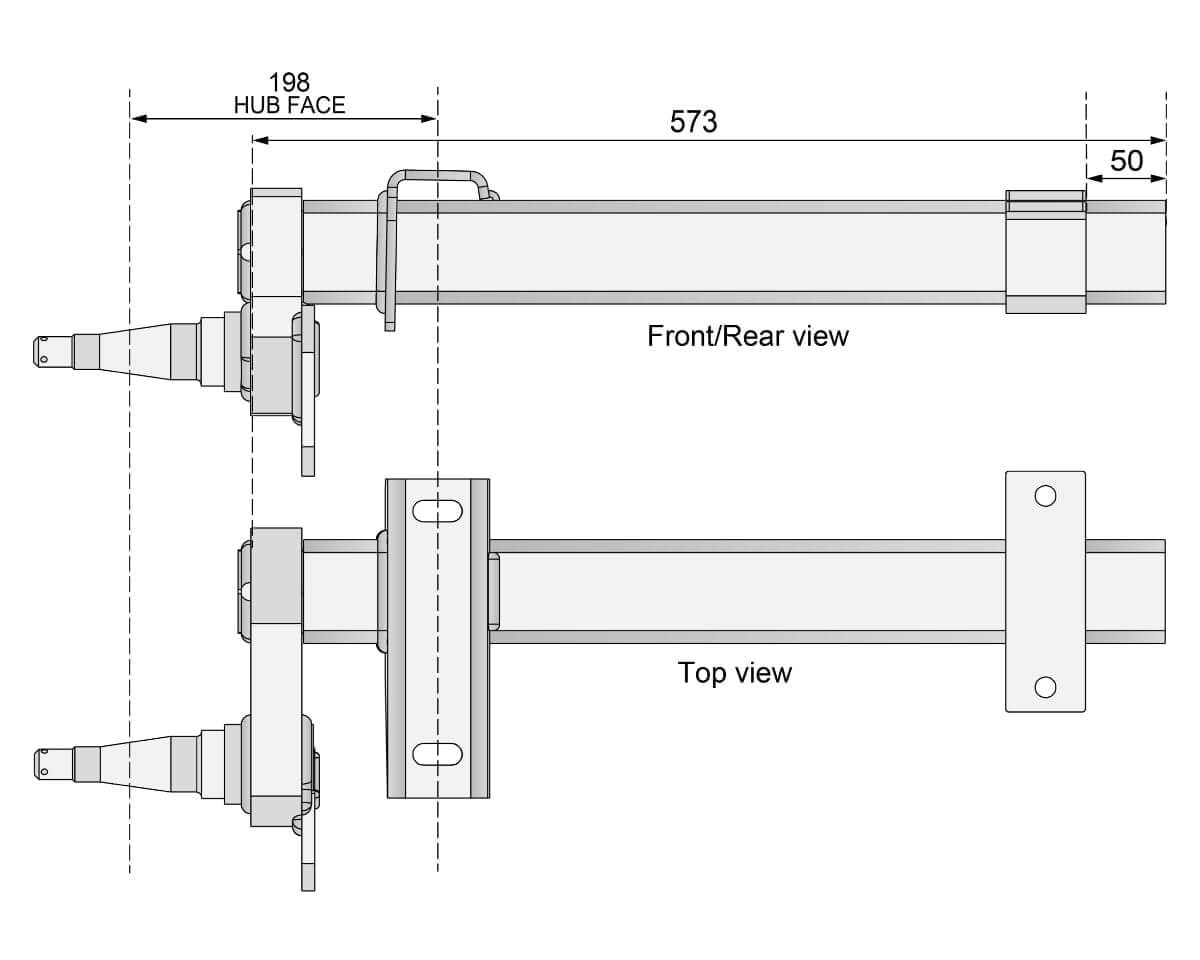 Trojan Trojan Duratorque Axles Half-beam Duratorque Left - 1750kg Pair - Retro 225mm Hub