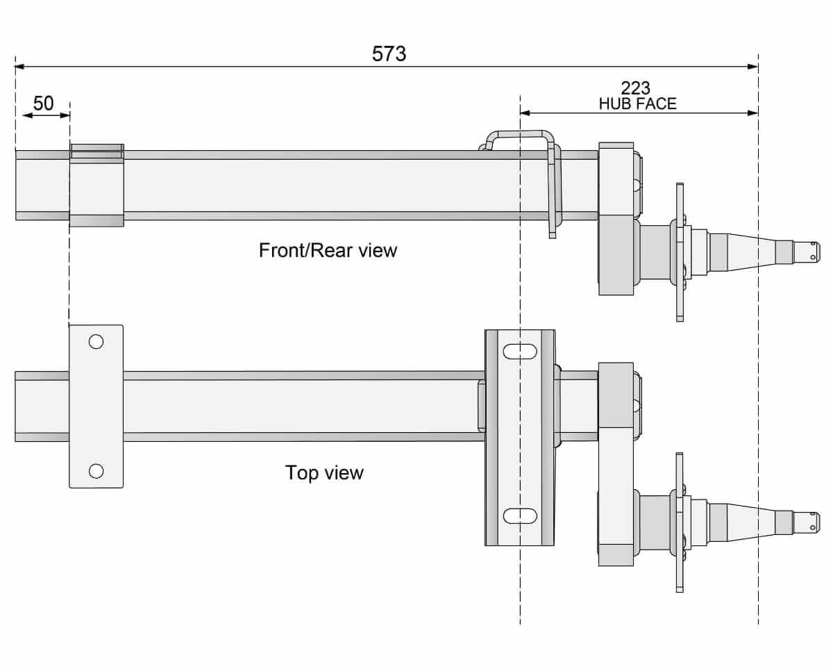 Trojan Trojan Duratorque Axles Half-beam Duratorque Right - 1750kg Per Pair - 10" Drum