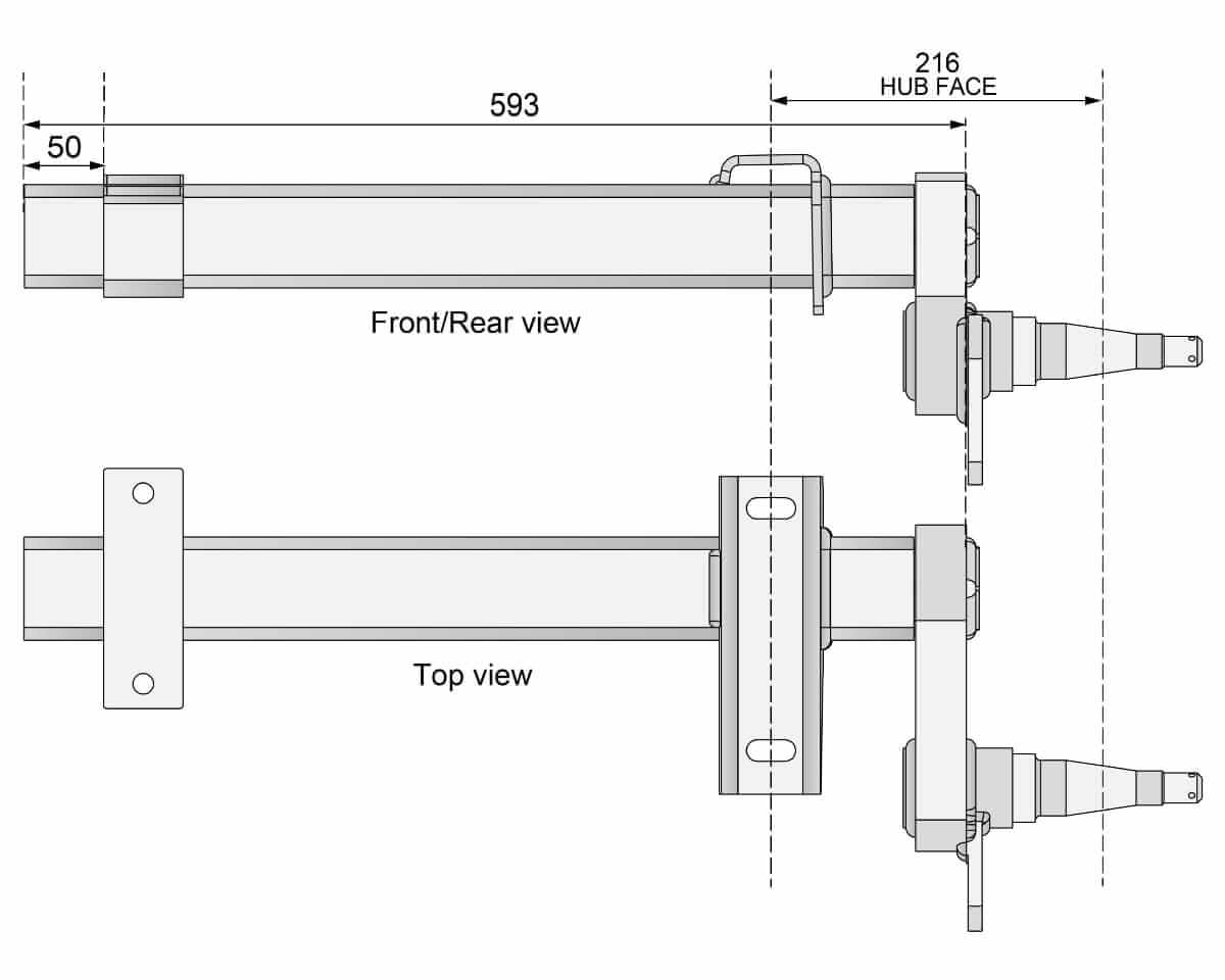 Trojan Trojan Duratorque Axles Half-beam Duratorque Right - 1750kg Per Pair - H/Duty Tophat