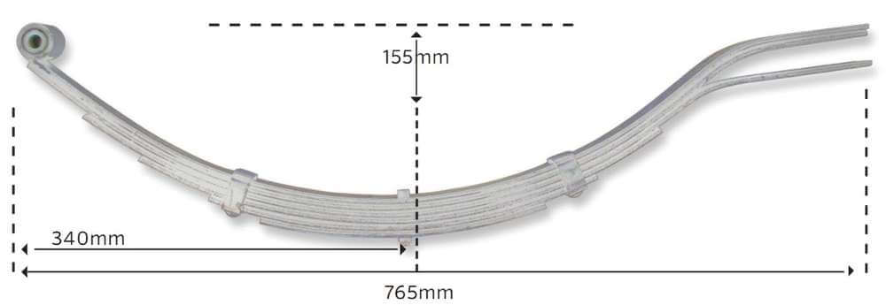 Trojan Trojan Suspension Products Long Multi-leaf Slipper Spring 3LF 650kg