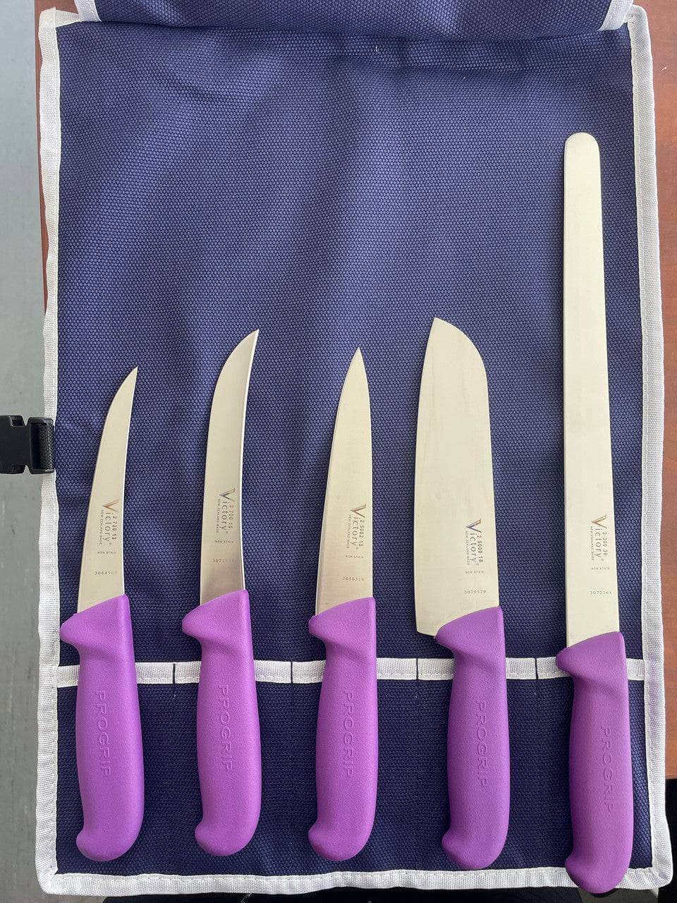 Victory Knives BUTCHERS KNIFE SET 5 PIECE 5 PIECES / CANVAS ROLL Purple Food Prep Set