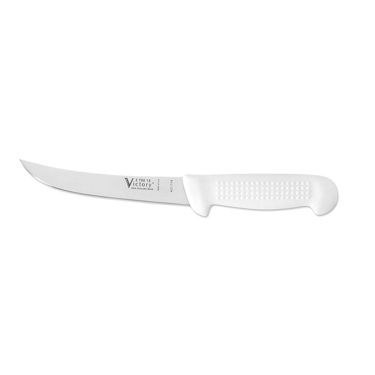 Victory Knives Butchers Knives White Handle CURVED BONING KNIFE 15cm - Box of 6